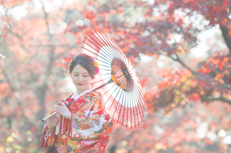 紅葉と一緒に♪