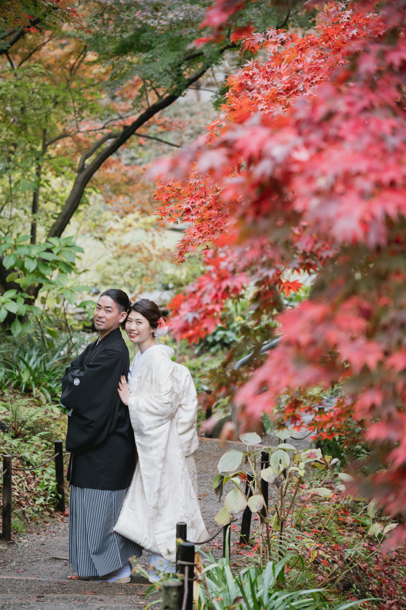 もみじの景色の中に