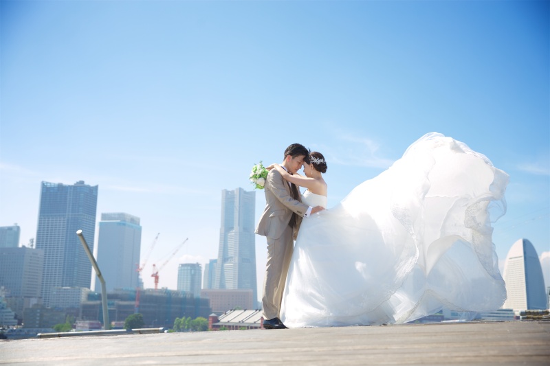 みなとみらいを背景に♡