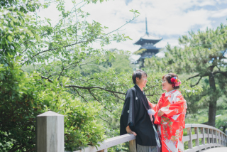 橋の上で一休み