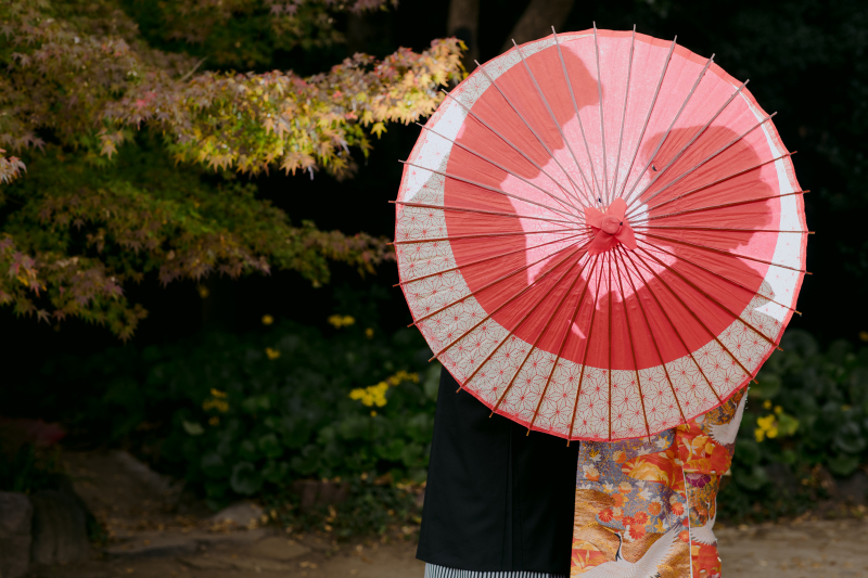 番傘からのシルエット♡