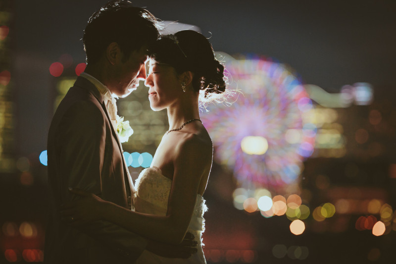 観覧車をバックに♡