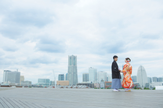 大桟橋で和装＊