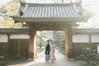 日本庭園で和装前撮り♪