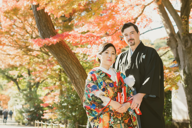 和装で紅葉フォト♪