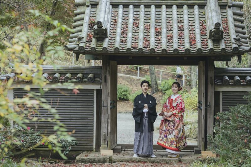 屋根の上のもみじ