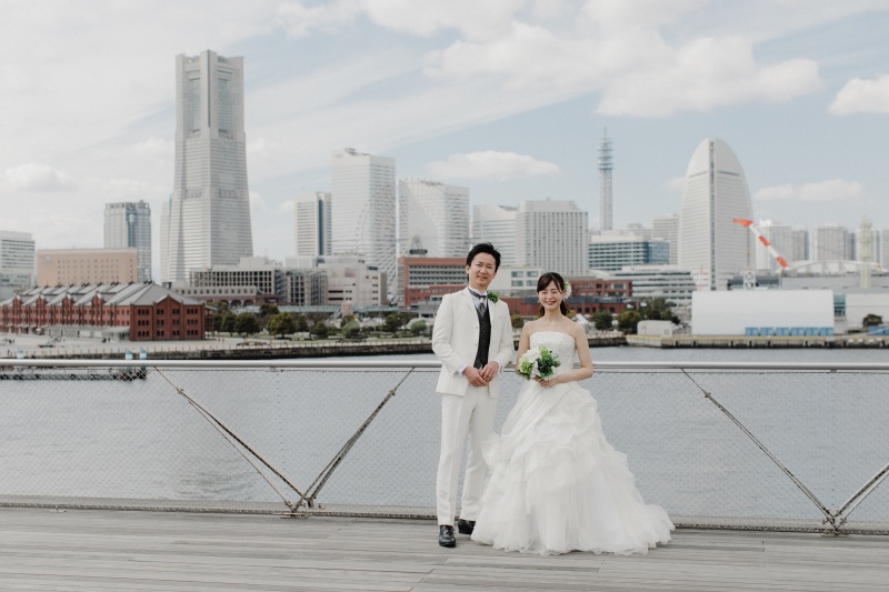 みなとみらいをバックに