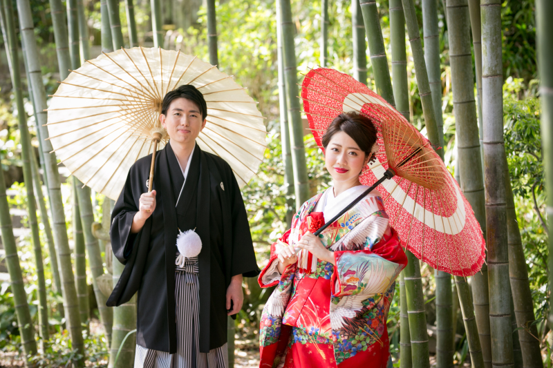 竹をバックに☆