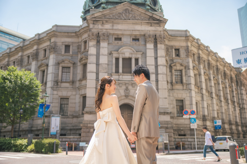 【洋装・2ロケーション撮影プラン】横浜街中『大さん橋サンセット+馬車道』◆ご新婦ヘアメイク・補正済全データ・申請料・移動費込