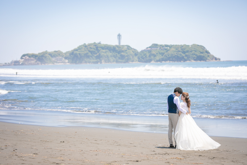 【海ロケプラン】湘南・三浦・葉山エリアから選べる海フォトプラン◆ご新婦様のヘアセット&メイク・ご移動費・申請費・全データ込み