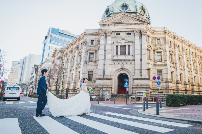【洋装・2ロケーション撮影プラン】横浜街中『大さん橋サンセット+馬車道』◆ご新婦ヘアメイク・補正済全データ・申請料・移動費込