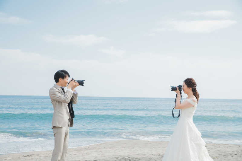 【海ロケプラン】湘南・三浦・葉山エリアから選べる海フォトプラン◆ご新婦様のヘアセット&メイク・ご移動費・申請費・全データ込み