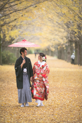 和装　銀杏並木ロケーション