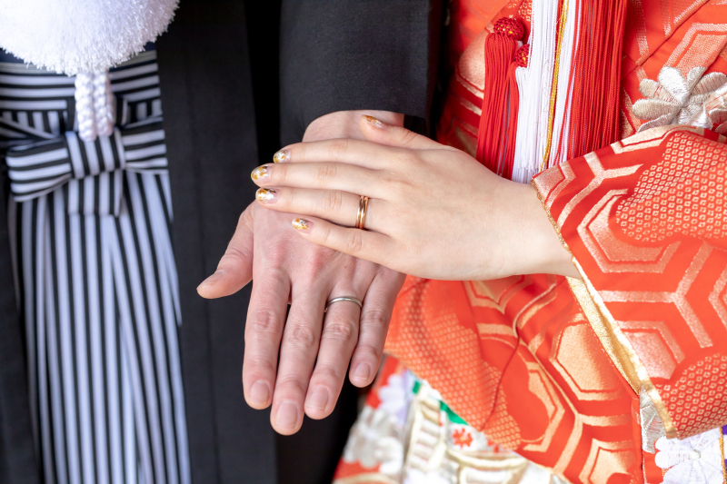 指輪と和ネイル