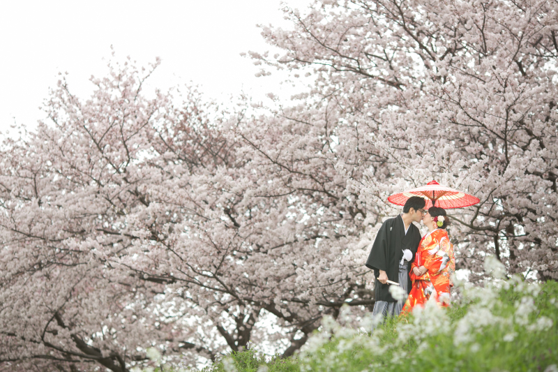 和傘を使って・・・