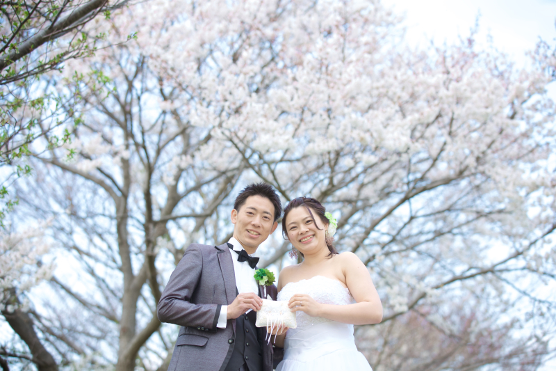 ロケーション撮影　桜　洋装