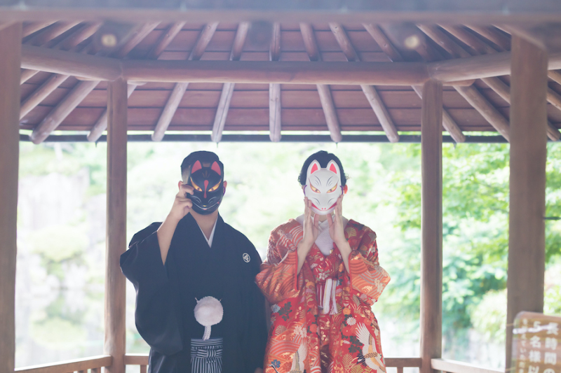 おめんを持って♪