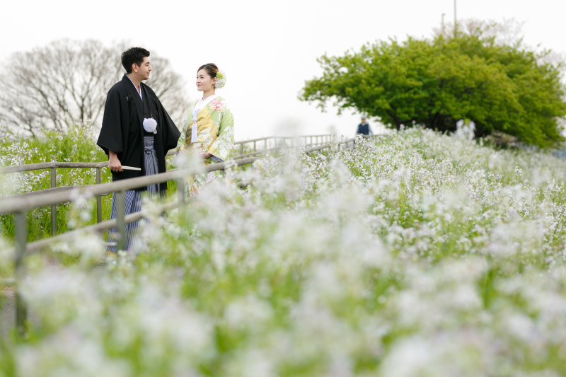 お花に囲まれて