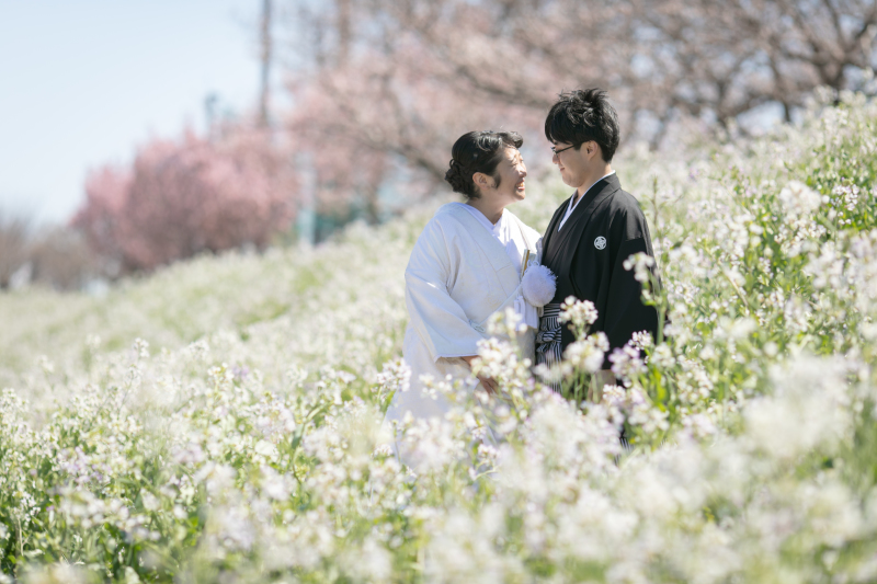 お花に囲まれて