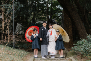 甘泉園・ご家族と一緒に和装ロケーションフォト