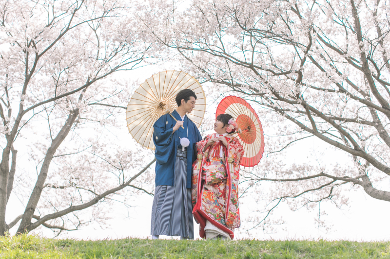 桜並木で♡