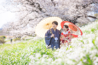 【和洋セットプラン】和装：和庭園・洋：東京駅夜景撮影　2着セットプラン◇