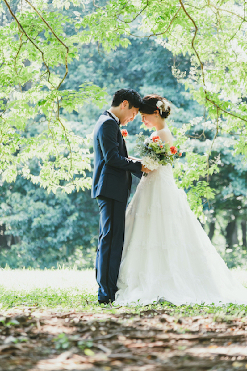 おでこを合わせて・・