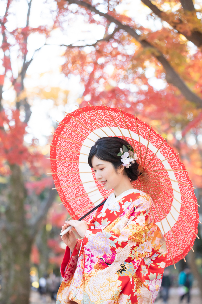 紅葉とご新婦様