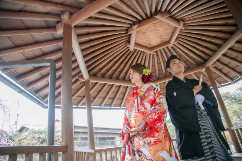 桜シーズンの庭園