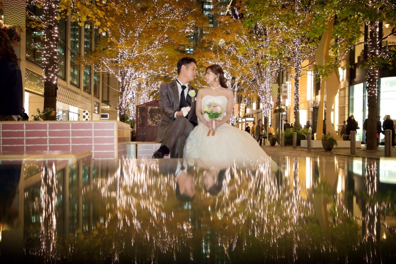 リフレクションショットでお二人だけの素敵な空間に