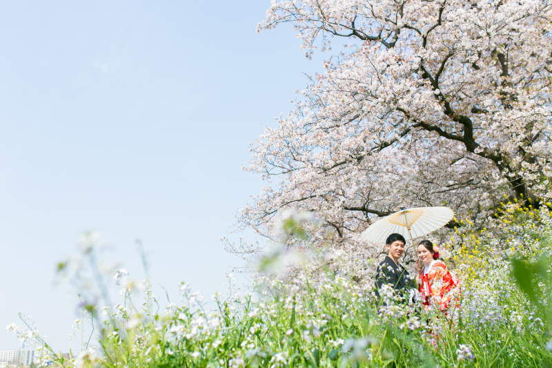 お花に囲まれて