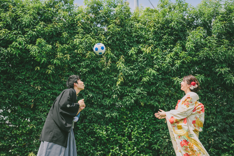 サッカーボールと一緒に！