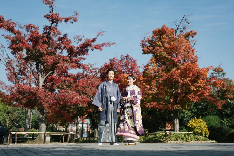 平成庭園にて和装撮影スタート！