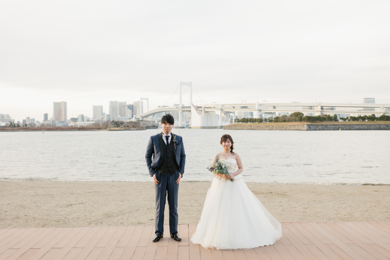 海辺で