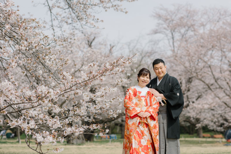 桜と一緒に