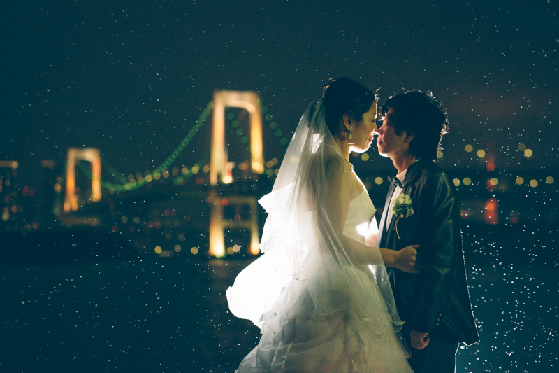 雨粒を活かして