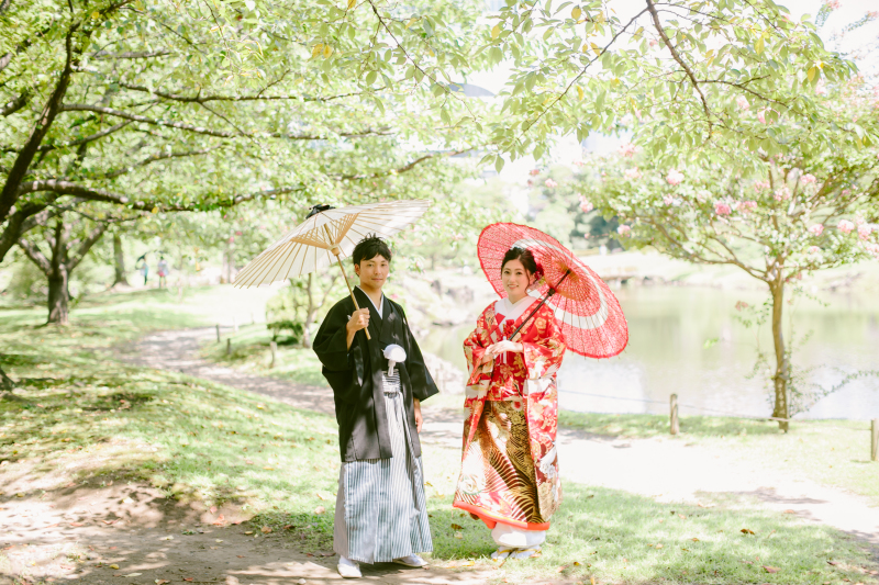 和傘を使って。。