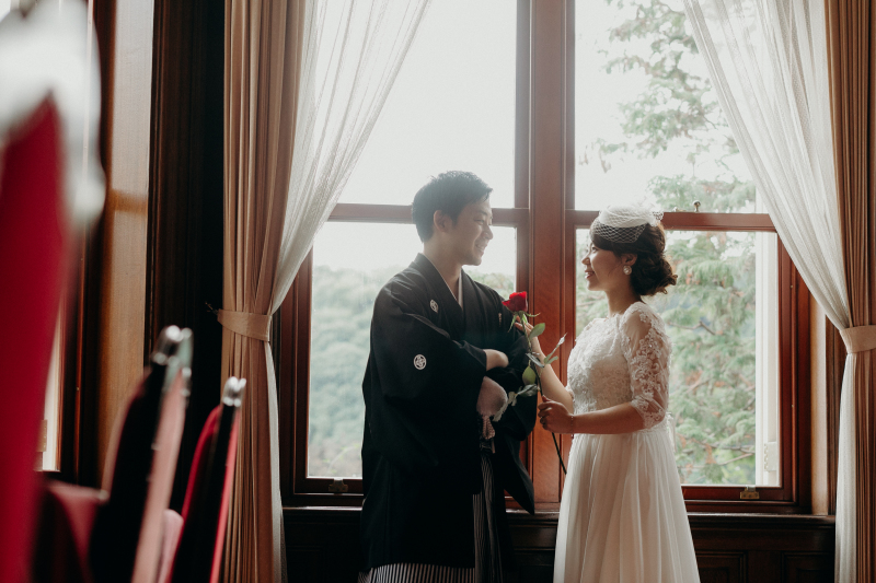 バラをアクセントに