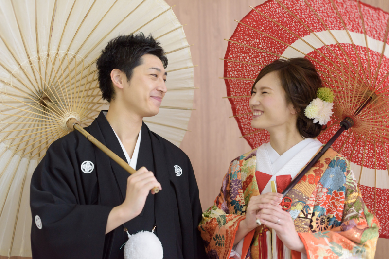 和傘でにっこり♪