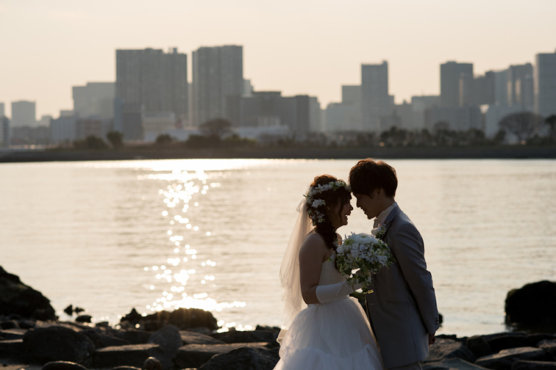 夕暮れのお台場で♡