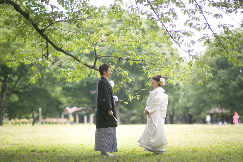 代々木公園で和装の撮影♫