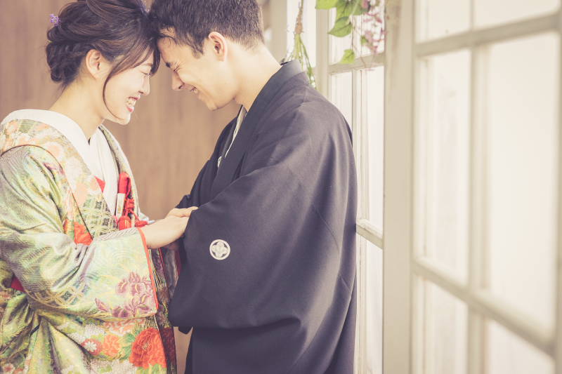 おでこをくっつけて