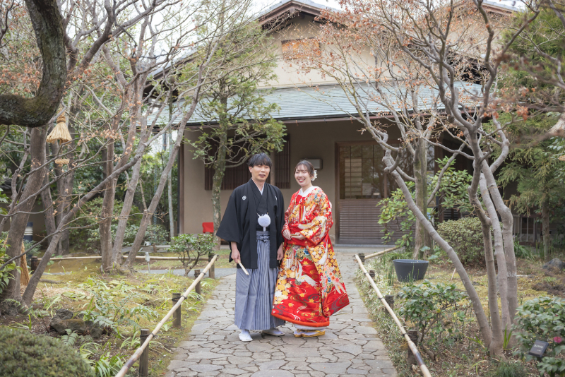 目白庭園にて和装撮影スタート＊