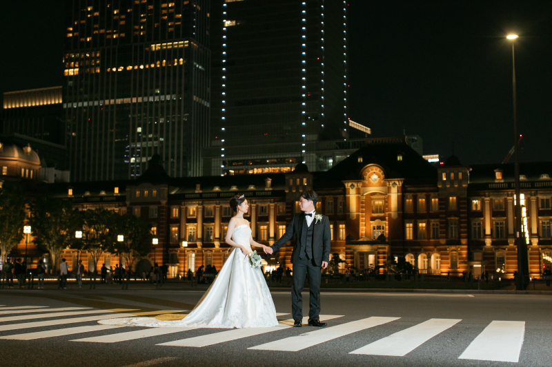 【東京駅・丸の内撮影プラン】ナイトフォトコミコミプラン◇ご新婦様ヘアセット&メイク+ご新婦様衣装無料+撮影全データ付!