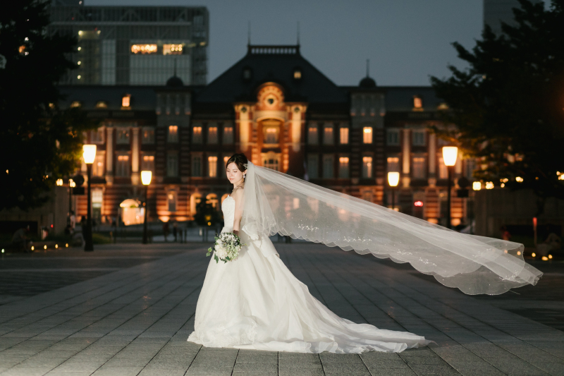 【東京駅・丸の内撮影プラン】ナイトフォトコミコミプラン◇ご新婦様ヘアセット&メイク+ご新婦様衣装無料+撮影全データ付!