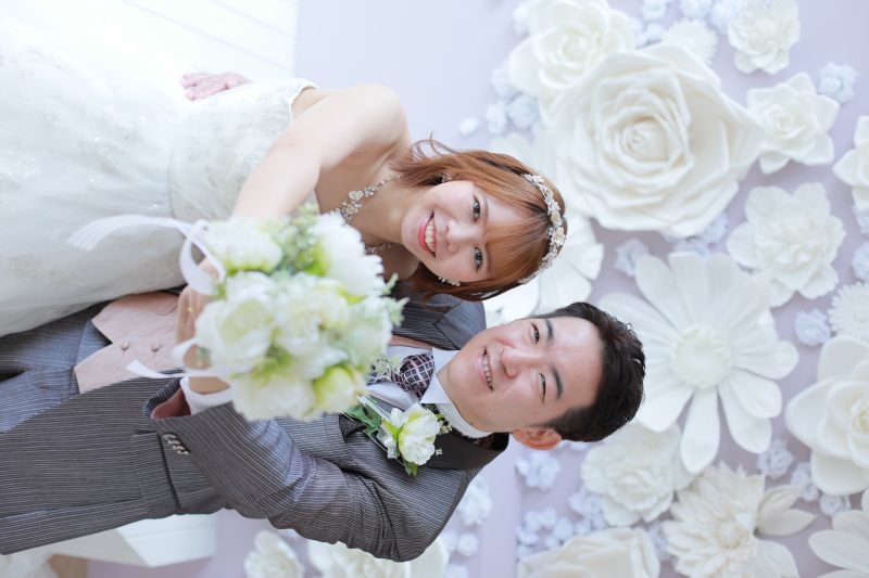 一緒にブーケを、やー！