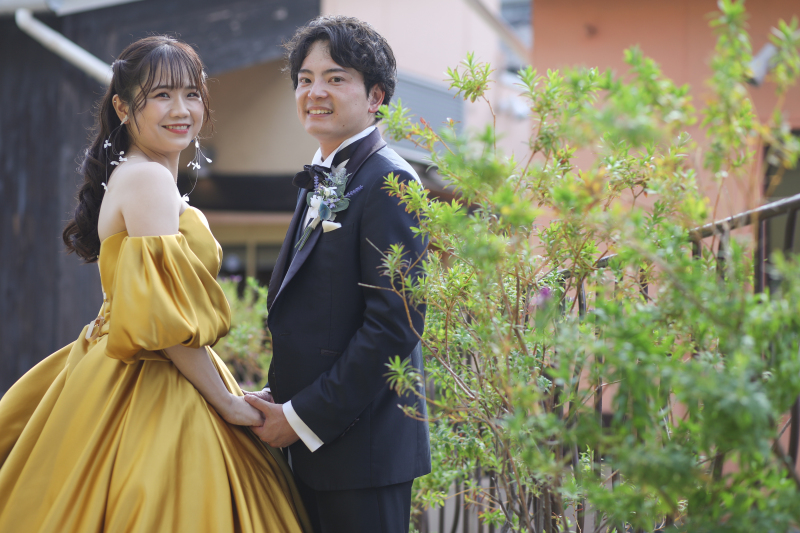 テラスでの撮影で雰囲気を変えて