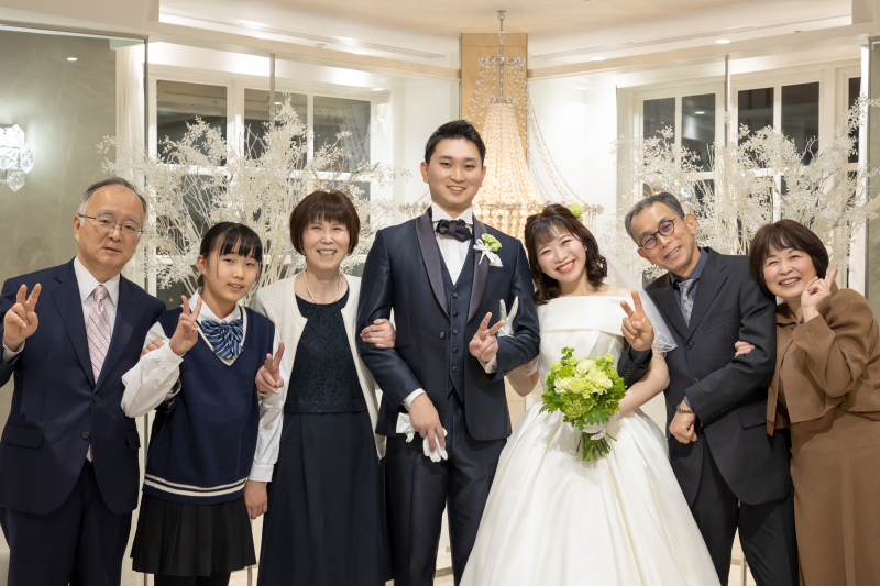 新しいご家族の集合写真も