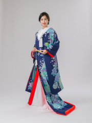 春花熨斗目(紺)