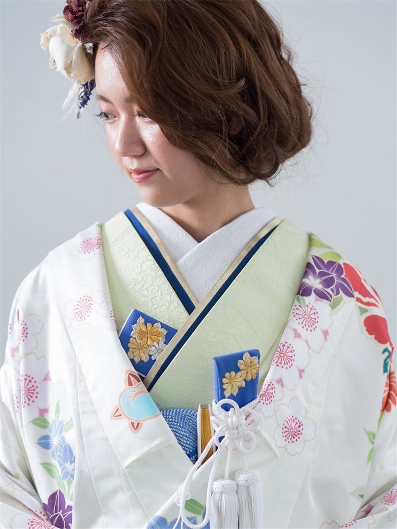 重ね衿 紺&times;金 
